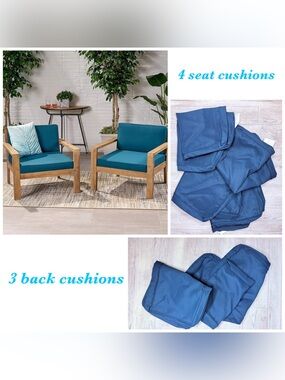 Santa Ana teak sofa / chair cushion covers outdoor 3 backs 4 seats dark teal